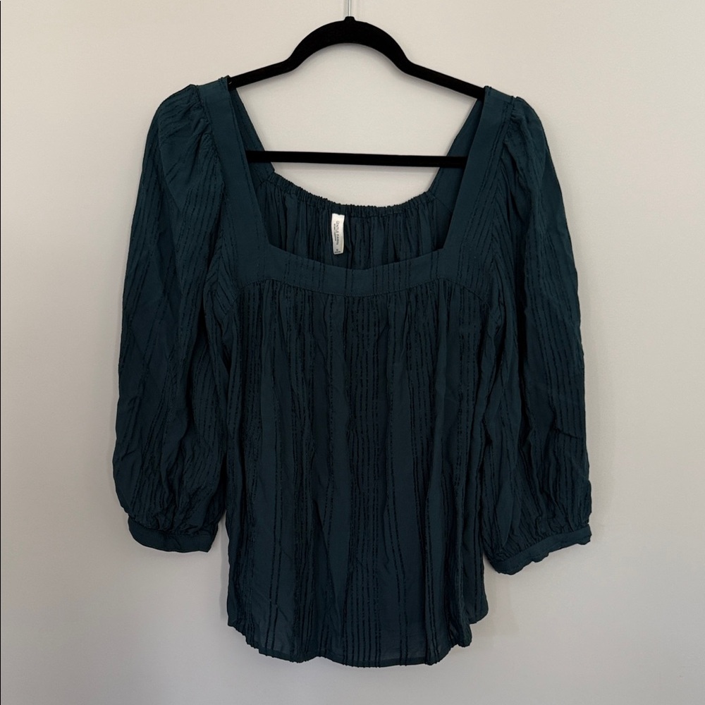 Gentle Fawn Teal Blouse with Square Neckline
